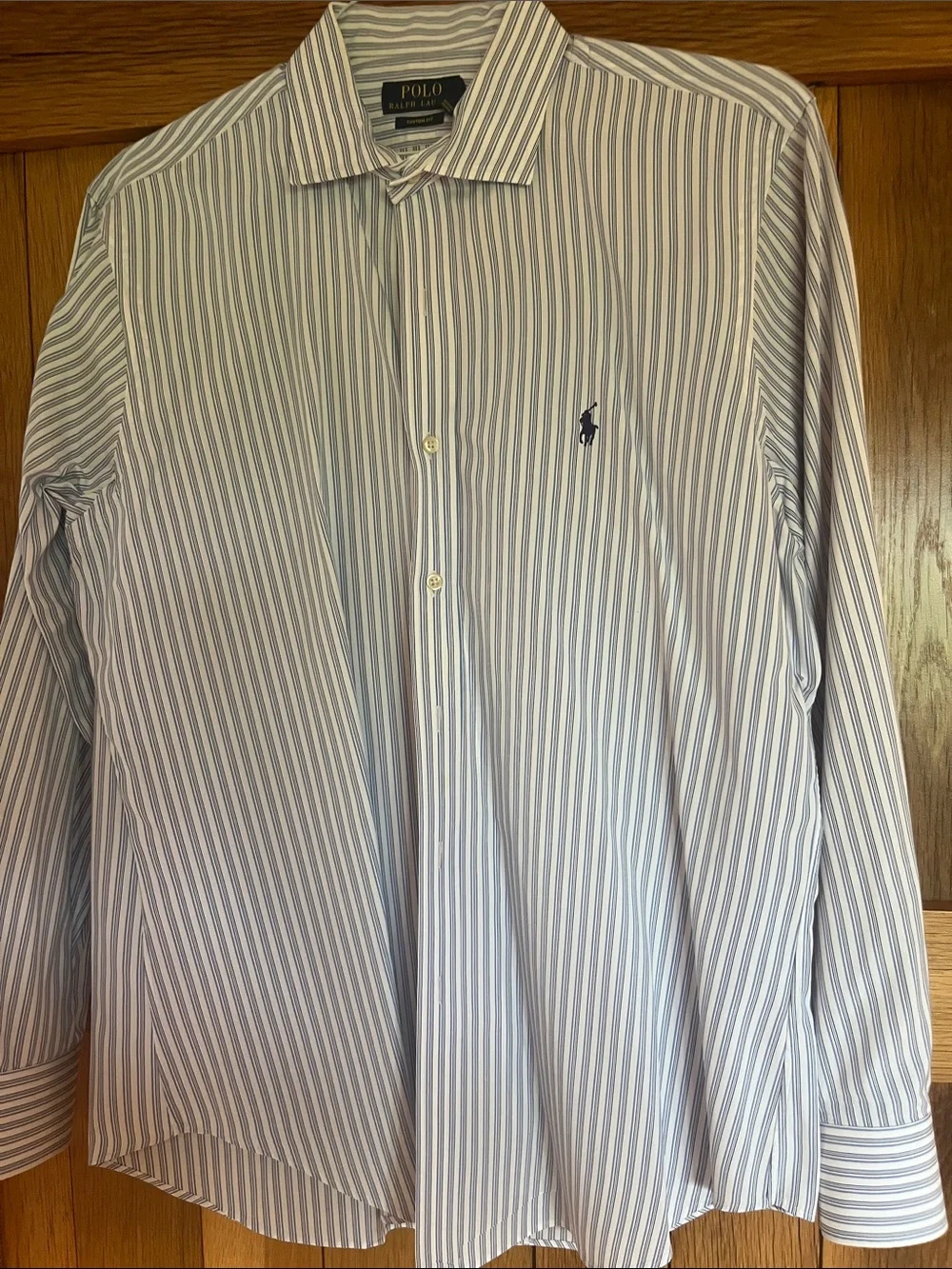 Polo by Ralph Lauren White and Blue Striped Men's Dress Shirt